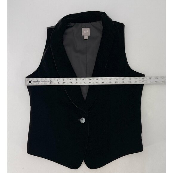 J Jill Black Silk Blend Front Velvet Waistcoat Vest Sz XS Elegant Boho Classy - Picture 9 of 9